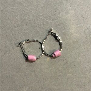 Pink Hoop Earrings handmade